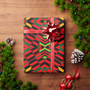 Red Modern Kente Print Wrapping Paper Cadeaupapier