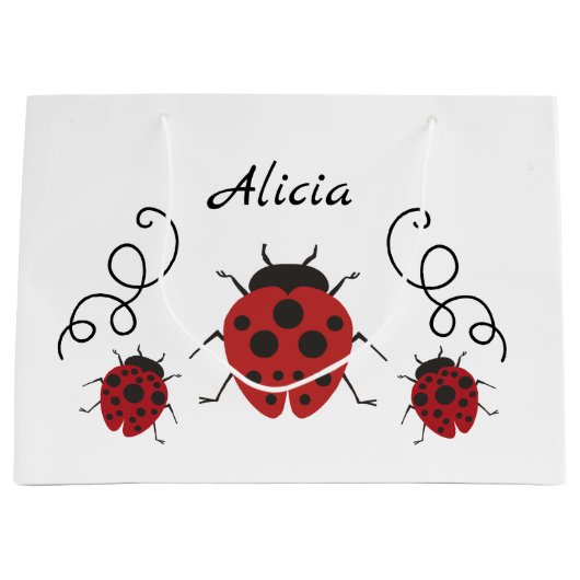Red Modern Ladybug personaliseert het Groot Cadeauzakje (Voorkant)