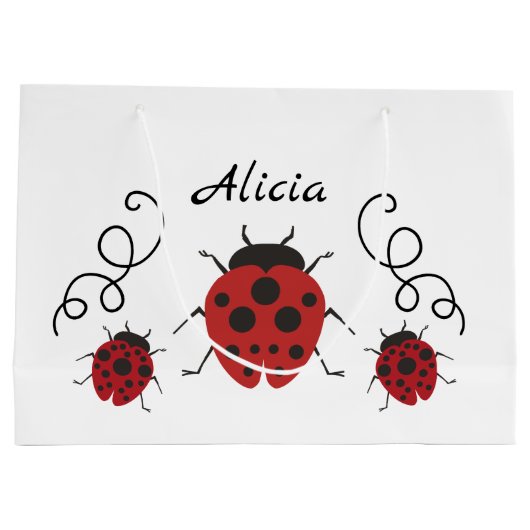 Red Modern Ladybug personaliseert het Groot Cadeauzakje (Achterkant)