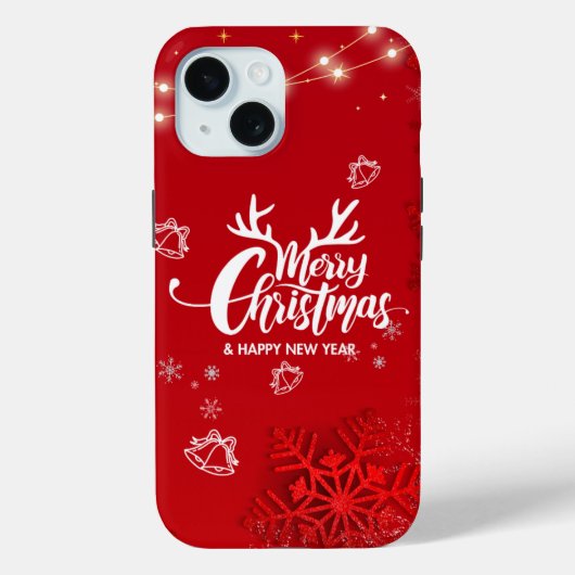 Red Modern Merry kerst Case-Mate iPhone Case (Achterkant)