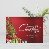 Red Modern Merry-kerstkaart Kaart (Staand voorkant)