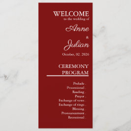 Red Modern Minimalist Bridal Program QR Code Programma