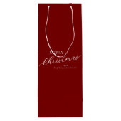 Red Modern Minimalist Merry Christmas Wijn Cadeautas (Achterkant)