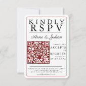 Red Modern Photo RSVP Insert QR Code Kaartje (Voorkant)