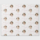 Red Modern Script Merry Christmas Family 2 photo Cadeaupapier (Vlak)