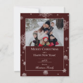 Red Modern Snowflakes Flat Holiday Carte photo (Devant)