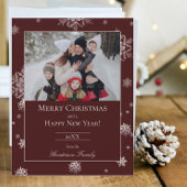 Red Modern Snowflakes Flat Holiday Carte photo
