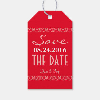 Red Modern sparen de datum die Labels voor het huw Cadeaulabel
