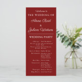 Red Modern Wedding Timeline and Party QR Code Programma (Staand voorkant)