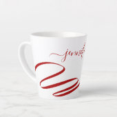 Red Modern White Accent Latte Latte Mok (Linkerhoek)