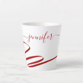 Red Modern White Accent Latte Latte Mok (Voorkant)
