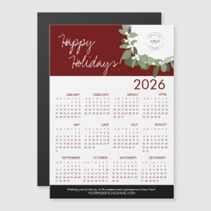 Red Modern Wreath Uw Logo hier 2025 Kalender