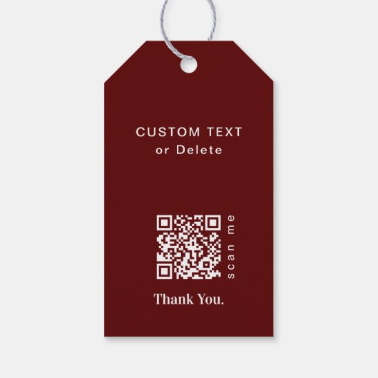 Red Moderne kerstmis Logo QR-code Chic Cadeaulabel (Achterkant)