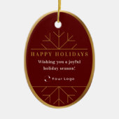 Red Moderne kerstmis Logo QR-code Chic Keramisch Ornament (Voorkant)