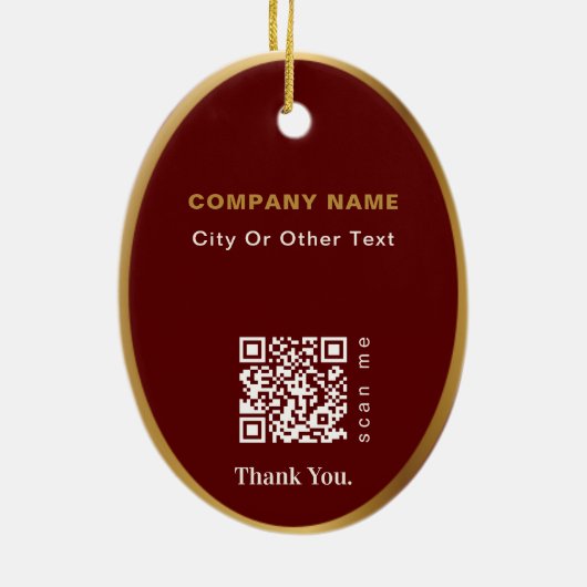 Red Moderne kerstmis Logo QR-code Chic Keramisch Ornament (Achterkant)