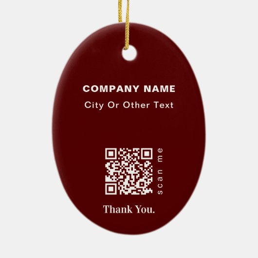 Red Moderne kerstmis Logo QR-code Chic Keramisch Ornament (Achterkant)