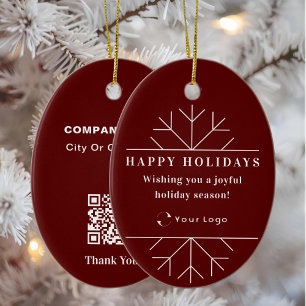Red Moderne kerstmis Logo QR-code Chic Keramisch Ornament