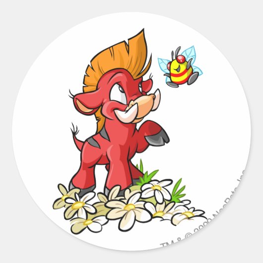Red Moehog en Buzz Ronde Sticker (Voorkant)