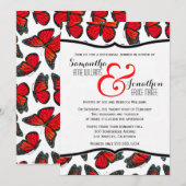 Red Monarch Butterfly Reheasal Dinner Invitation Kaart (Voorkant / Achterkant)