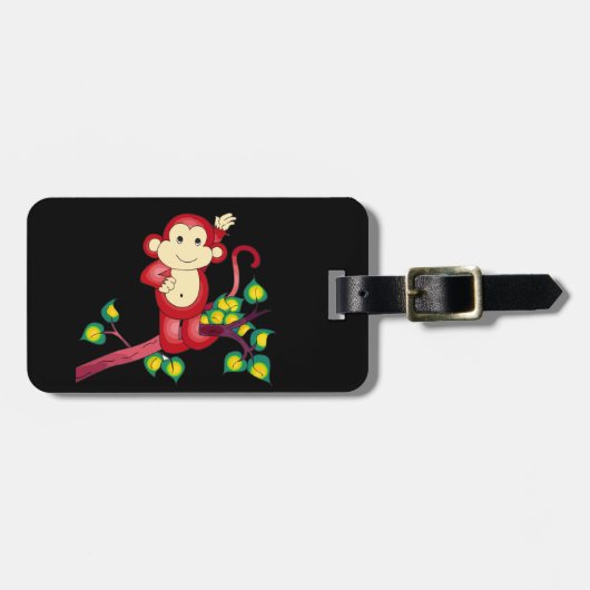 Red Monkey Animal Bagagelabel (Voorkant horizontaal)