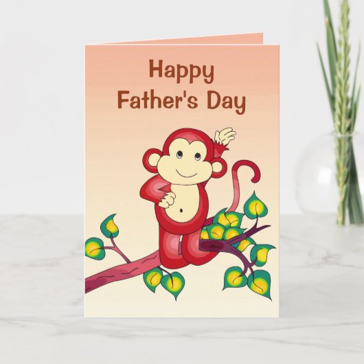 Red Monkey Animal Fathers Day Kaart (Voorkant)