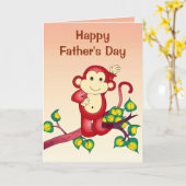Red Monkey Animal Fathers Day Kaart (Gele Bloem)