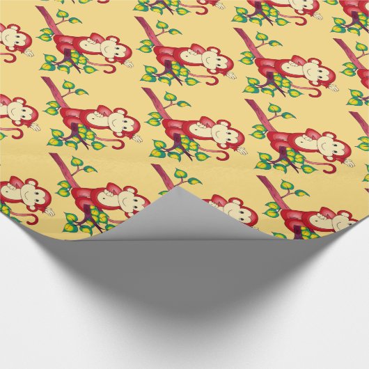 Red Monkey Chinees nieuwjaarswerkdocument Cadeaupapier (Hoek)