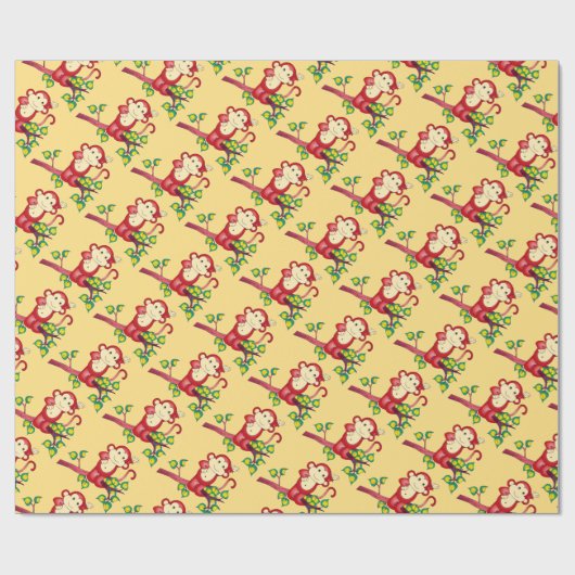 Red Monkey Chinees nieuwjaarswerkdocument Cadeaupapier (Vlak)