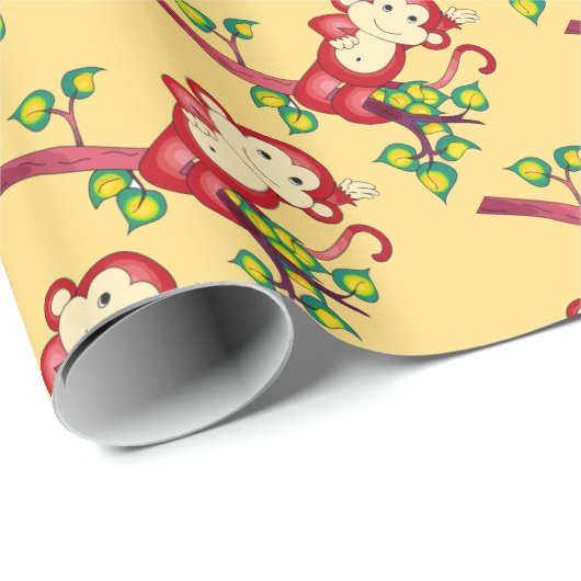 Red Monkey Chinees nieuwjaarswerkdocument Cadeaupapier (Rol Hoek)