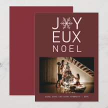 Red Monochrome Joyeux Noel Modern Holiday Card