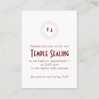 Red Monogram Circle Temple Sealing Invitation