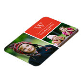 Red Monogram Family Photo Magnet Magneet (Linkerzijde)