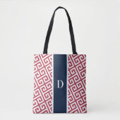 Red Monogram Greek Key Canvas tas (Voorkant)