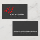 Red Monogram Grey Personal Trainer Visitekaartje (Voorkant / Achterkant)