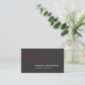 Red Monogram Grey Personal Trainer Visitekaartje (Staand voorkant)