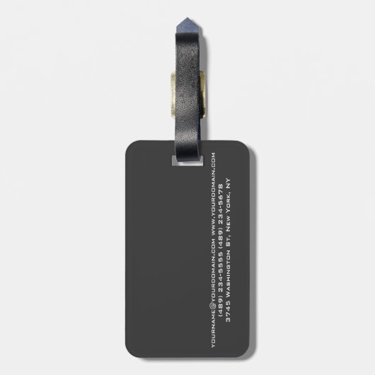 Red Monogram grijs Modern minimalistisch Bagagelabel (Achterkant verticaal)