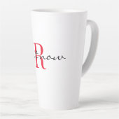 Red Monogram Initial Stylish 'do it now' Large Latte Mok (Rechterhoek)