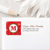 Red Monogram Paisley Pattern Etiket (Insitu)