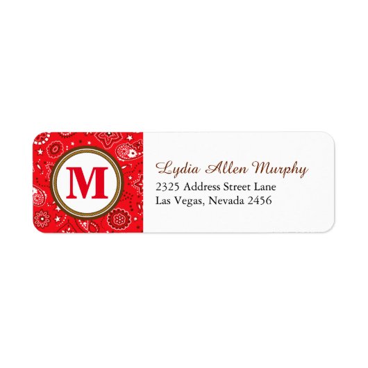 Red Monogram Paisley Pattern Etiket (Voorkant)