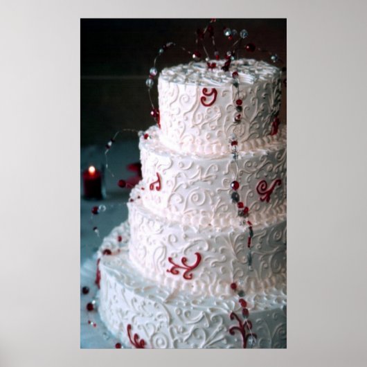 Red Monogram Weddenschap Cake Bakery Fine Art Prin Poster (Voorkant)