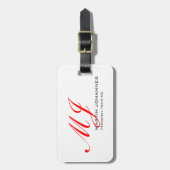 Red Monogram White Grey Personal Trainer Modern Bagagelabel (Voorkant verticaal)