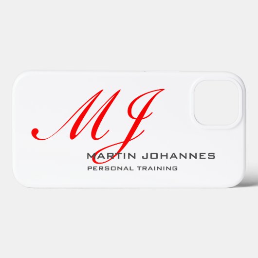 Red Monogram White Grey Personal Trainer Modern Case-Mate iPhone Case (Achterkant (horizontaal))