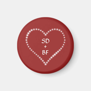 Red Monogrammed Heart Magnet Magneet