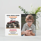 Red Monster Truck Anniversaire des invitations pho (Debout devant)