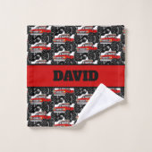 Red Monster Truck: DAVID Bad Handdoek (Wasdoekje)