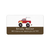 Red Monster Truck Gepersonaliseerd Etiket (Voorkant)