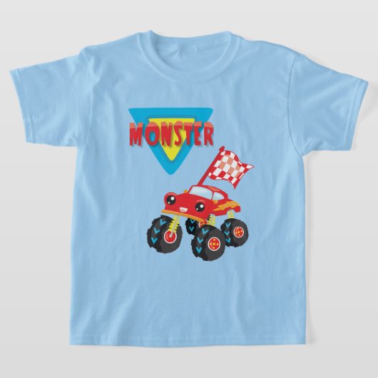 Red Monster Truck Kinder T-shirt (Laagn)