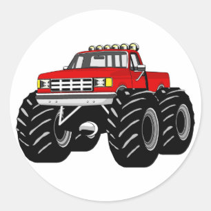RED MONSTER TRUCK RONDE STICKER