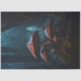 Red Moody Mushrooms - Een donkere Dreamscape Decou Tissuepapier