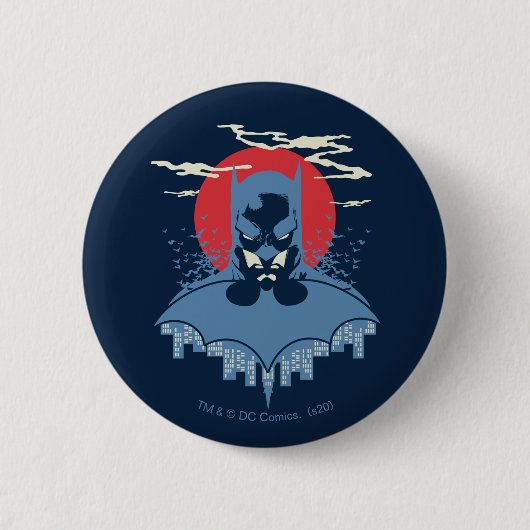 Red Moon Batman met Logo Ronde Button 5,7 Cm (Voorkant)